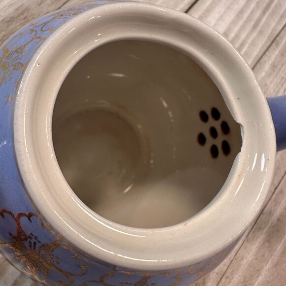 Hall China French Floral Ceramic Teapot Periwinkle Vintage USA Lid 2 Cups - Picture 12 of 13